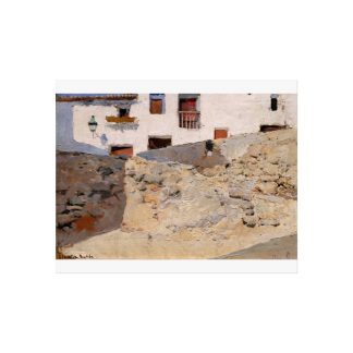 White Building with Stone Wall – Joaquín Sorolla | Fine Art Poster