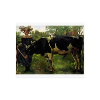 Woman with Cow by the Stream – Lovis Corinth | Fine Art Poster