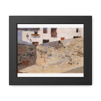 Mediterranean Courtyard with White Building – Joaquín Sorolla | Framed Poster