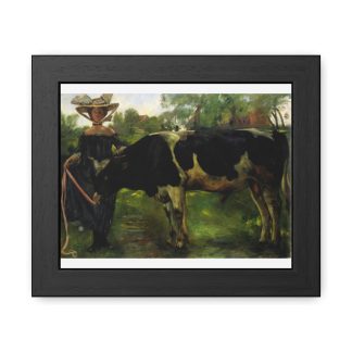 Woman with Cow by the Stream – Lovis Corinth | Framed Poster