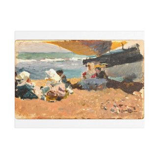 Beach Scene with Figures and Boat – Joaquín Sorolla | Canvas Print